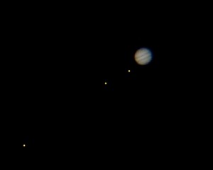 My first astronomy image, Jupiter and some of her moons